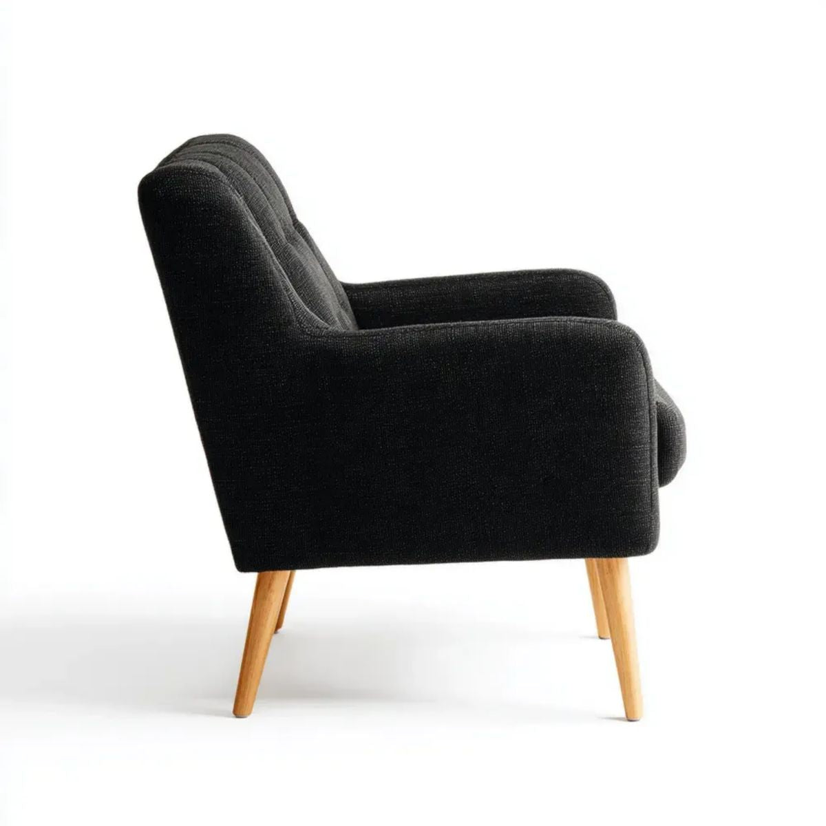 Fotel, Czarne krzesło z poliestru z drewnianymi nóżkami, 78 x 80 x 88 cm