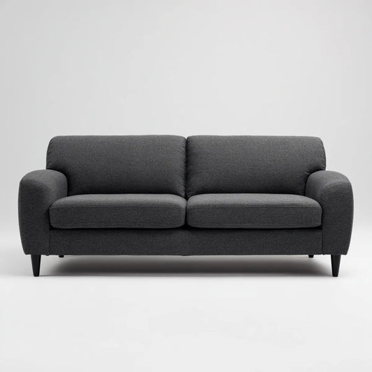 Sofa, 2 fotela w szarej poliestrowej z nogami stalowymi 160 x 85 x 85 cm