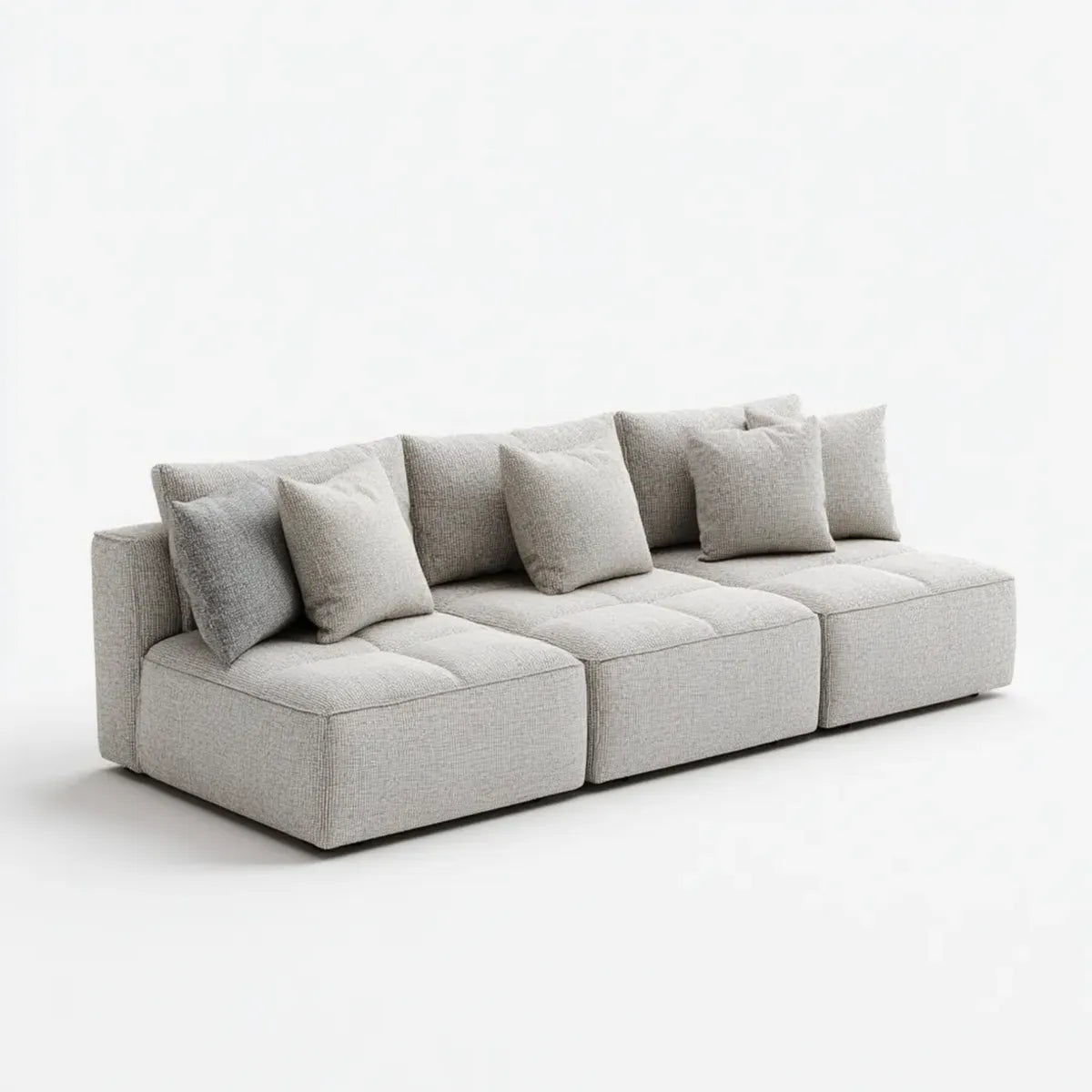Sofa, 3 fotela modułowa sofa w jasnym beżowym poliestrze 300 x 105 x 75 cm