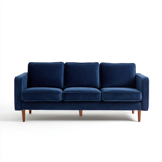 Sofa, 3 fotela prosta sofa w poliestrowym aksamicie z litymi nóżkami z drewna 200 x 85 x 85 cm
