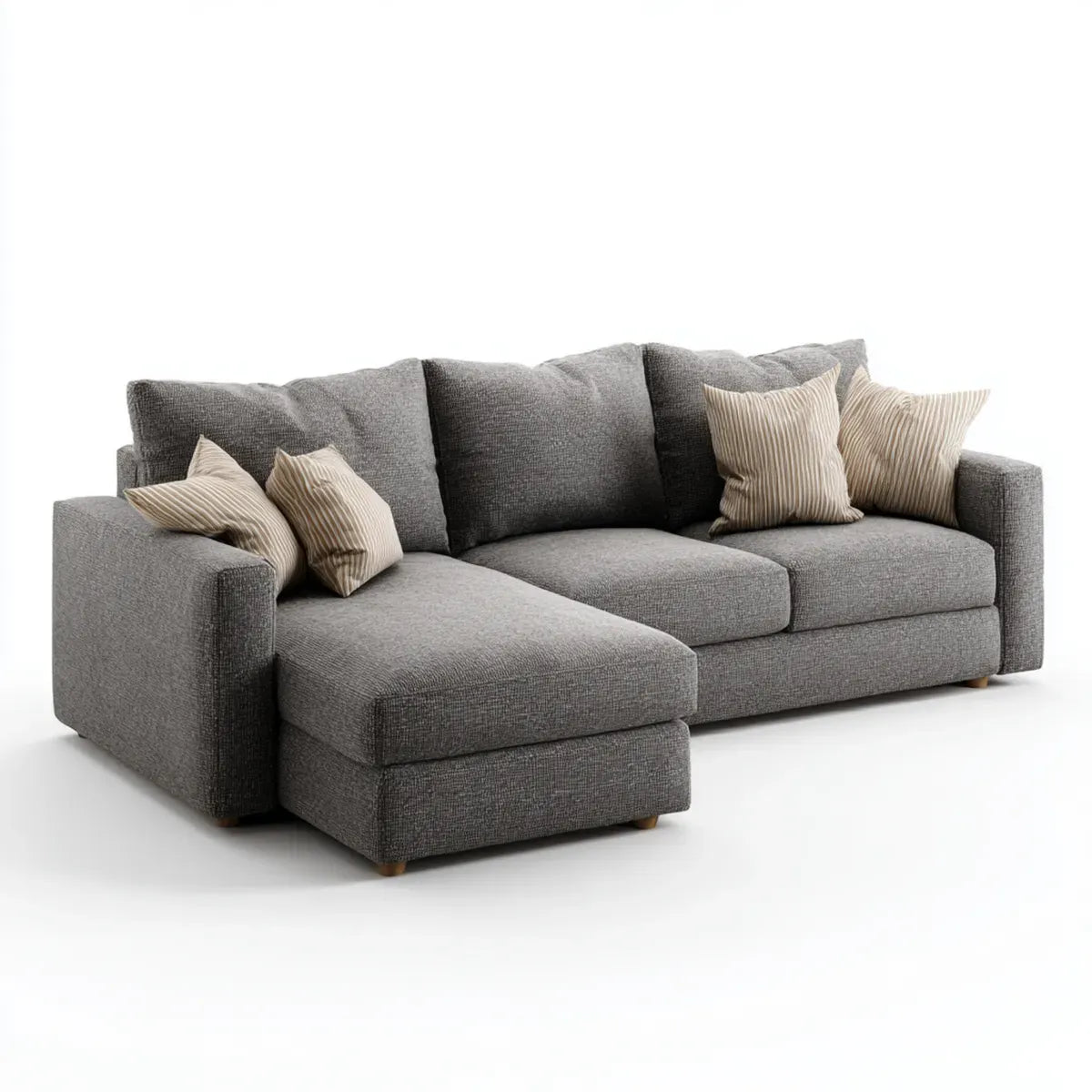 Sofa, 4 szara sofa poliestrowa z lewym narożnikiem 260 x 160 x 85 cm