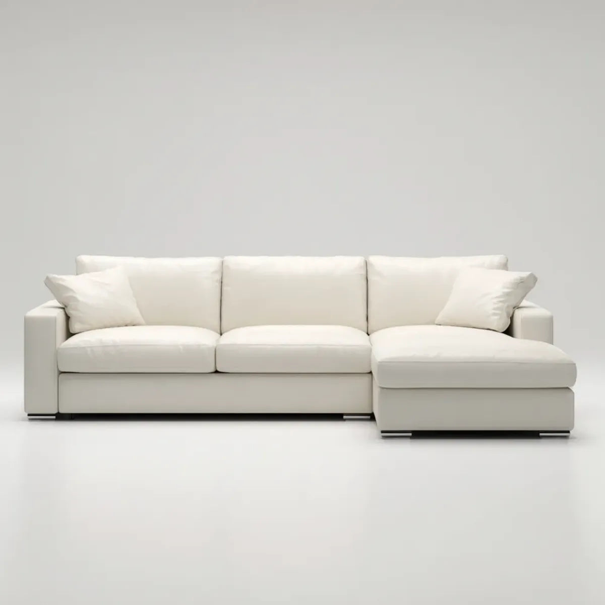 Sofa, 4-osobowa rozkładana fotel biały 280 x 160 cm w poliestrowym kształcie litery L